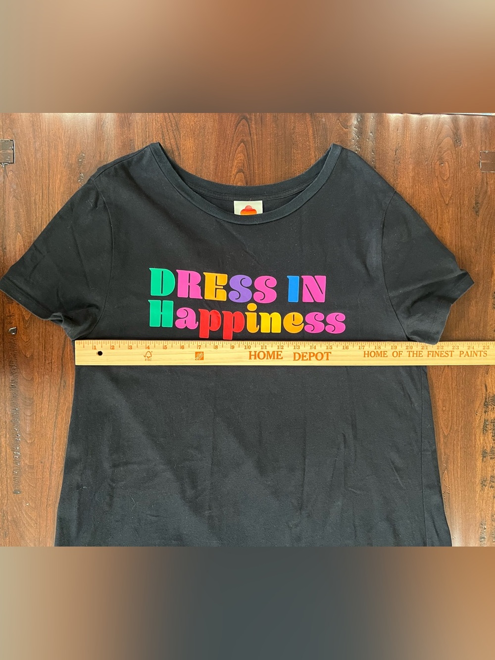 Farm Rio Tiered T‑Shirt Dress with Colorful 'Dress in Happiness' Graphic - Picture 4 of 9